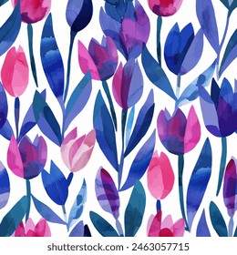 Abstract flower blooming design. Pattern with floral seamless. Grunge textured abstract art vector  with flower and plants in watercolor style.