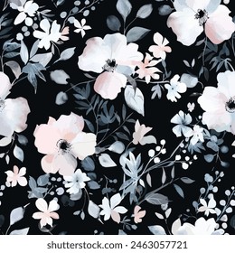 Abstract flower blooming design. Pattern with floral seamless. Grunge textured abstract art vector  with flower and plants in watercolor style.