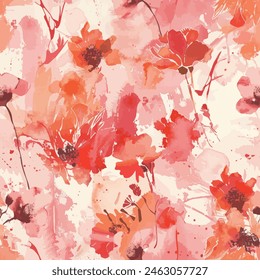 Abstract flower blooming design. Pattern with floral seamless. Grunge textured abstract art vector  with flower and plants in watercolor style.