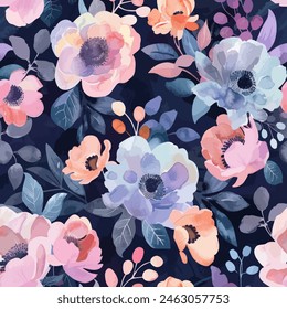 Abstract flower blooming design. Pattern with floral seamless. Grunge textured abstract art vector  with flower and plants in watercolor style.