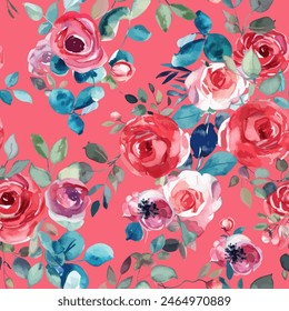 Abstract flower blooming design. Pattern with floral seamless. Grunge textured abstract art vector  with flower and plants in watercolor style.