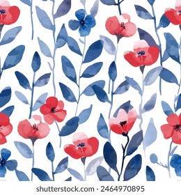 Abstract flower blooming design. Pattern with floral seamless. Grunge textured abstract art vector  with flower and plants in watercolor style.