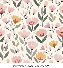 Abstract flower blooming design. Pattern with floral seamless. Grunge textured abstract art vector  with flower and plants in watercolor style.