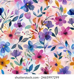 Abstract flower blooming design. Pattern with floral seamless. Grunge textured abstract art vector  with flower and plants in watercolor style.