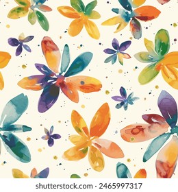 Abstract flower blooming design. Pattern with floral seamless. Grunge textured abstract art vector  with flower and plants in watercolor style.