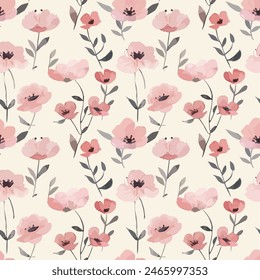 Abstract flower blooming design. Pattern with floral seamless. Grunge textured abstract art vector  with flower and plants in watercolor style.