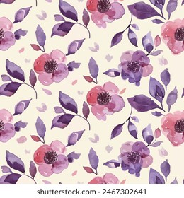 Abstract flower blooming design. Pattern with floral seamless. Grunge textured abstract art vector  with flower and plants in watercolor style.