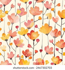 Abstract flower blooming design. Pattern with floral seamless. Grunge textured abstract art vector  with flower and plants in watercolor style.