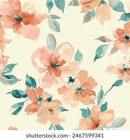 Abstraktes Blütendesign. Muster mit floralen nahtlos. Grunge texturierte abstrakte Kunst Vektorgrafik mit Blume und Pflanzen im Aquarellstil.