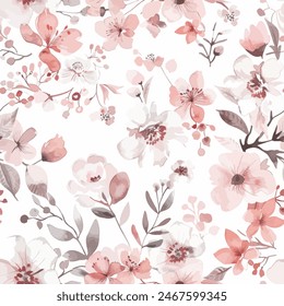 Abstract flower blooming design. Pattern with floral seamless. Grunge textured abstract art vector  with flower and plants in watercolor style.