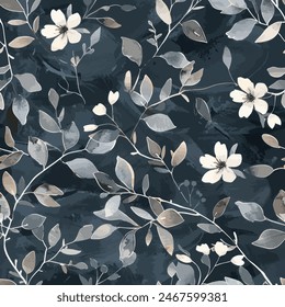 Abstract flower blooming design. Pattern with floral seamless. Grunge textured abstract art vector  with flower and plants in watercolor style.