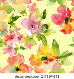 Abstract flower blooming design. Pattern with floral seamless. Grunge textured abstract art vector  with flower and plants in watercolor style.