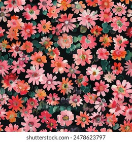 Abstract flower blooming design. Pattern with floral seamless. Grunge textured abstract art vector  with flower and plants in watercolor style.