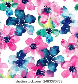 Abstract flower blooming design. Pattern with floral seamless. Grunge textured abstract art vector  with flower and plants in watercolor style.