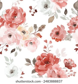 Abstract flower blooming design. Pattern with floral seamless. Grunge textured abstract art vector  with flower and plants in watercolor style.