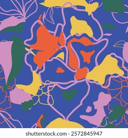 Abstract flower blooming design. Pattern with floral seamless. Grunge textured abstract art vector with flower and plants. Vector illustration