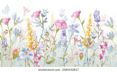 Abstract flower blooming design. Pattern with floral seamless. Grunge textured abstract art vector with flower and plants in watercolor style