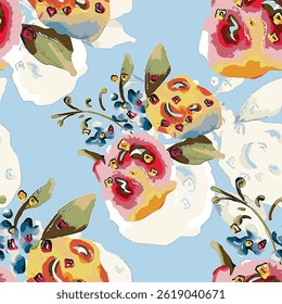 Abstract flower blooming design. Pattern with floral seamless. Grunge textured abstract art vector  with flower and plants in watercolor style.