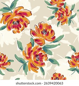 Abstract flower blooming design. Pattern with floral seamless. Grunge textured abstract art vector  with flower and plants in watercolor style.