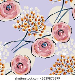 Abstract flower blooming design. Pattern with floral seamless. Grunge textured abstract art vector  with flower and plants in watercolor style.
