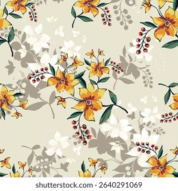 Abstract flower blooming design. Pattern with floral seamless. Grunge textured abstract art vector  with flower and plants in watercolor style.