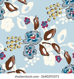Abstract flower blooming design. Pattern with floral seamless. Grunge textured abstract art vector  with flower and plants in watercolor style.