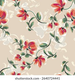 Abstract flower blooming design. Pattern with floral seamless. Grunge textured abstract art vector  with flower and plants in watercolor style.