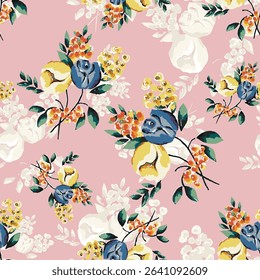 Abstract flower blooming design. Pattern with floral seamless. Grunge textured abstract art vector  with flower and plants in watercolor style.