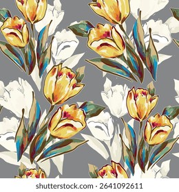 Abstract flower blooming design. Pattern with floral seamless. Grunge textured abstract art vector  with flower and plants in watercolor style.