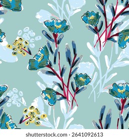 Abstract flower blooming design. Pattern with floral seamless. Grunge textured abstract art vector  with flower and plants in watercolor style.