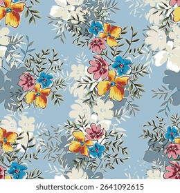 Abstract flower blooming design. Pattern with floral seamless. Grunge textured abstract art vector  with flower and plants in watercolor style.