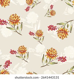Abstract flower blooming design. Pattern with floral seamless. Grunge textured abstract art vector  with flower and plants in watercolor style.