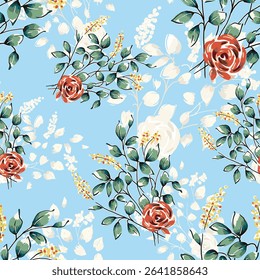 Abstract flower blooming design. Pattern with floral seamless. Grunge textured abstract art vector  with flower and plants in watercolor style.