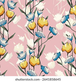 Abstract flower blooming design. Pattern with floral seamless. Grunge textured abstract art vector  with flower and plants in watercolor style.
