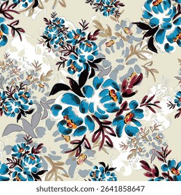 Abstract flower blooming design. Pattern with floral seamless. Grunge textured abstract art vector  with flower and plants in watercolor style.
