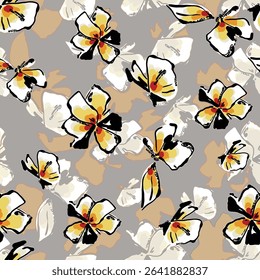 Abstract flower blooming design. Pattern with floral seamless. Grunge textured abstract art vector  with flower and plants in watercolor style.