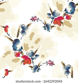 Abstract flower blooming design. Pattern with floral seamless. Grunge textured abstract art vector  with flower and plants in watercolor style.