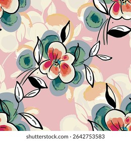 Abstrato flor desabrochando design. Padrão com floral sem emenda. Grunge vetor de arte abstrata texturizado com flor e plantas em estilo aquarela.
