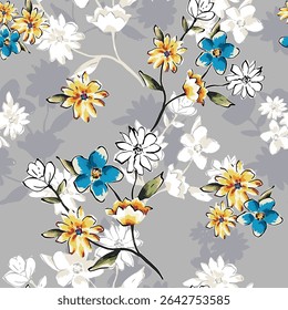 Abstrato flor desabrochando design. Padrão com floral sem emenda. Grunge vetor de arte abstrata texturizado com flor e plantas em estilo aquarela.
