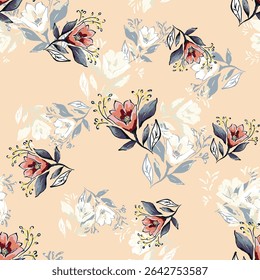 Abstrato flor desabrochando design. Padrão com floral sem emenda. Grunge vetor de arte abstrata texturizado com flor e plantas em estilo aquarela.
