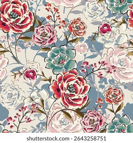 Abstract flower blooming design. Pattern with floral seamless. Grunge textured abstract art vector  with flower and plants in watercolor style.
