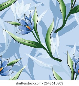 Abstract flower blooming design. Pattern with floral seamless. Grunge textured abstract art vector  with flower and plants in watercolor style.
