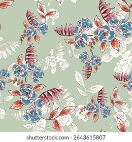 Abstract flower blooming design. Pattern with floral seamless. Grunge textured abstract art vector  with flower and plants in watercolor style.
