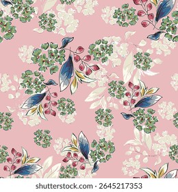 Abstract flower blooming design. Pattern with floral seamless. Grunge textured abstract art vector  with flower and plants in watercolor style.
