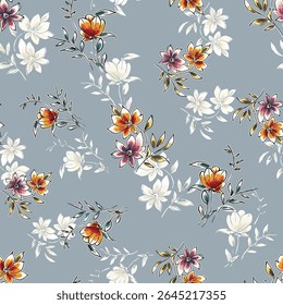 Abstract flower blooming design. Pattern with floral seamless. Grunge textured abstract art vector  with flower and plants in watercolor style.
