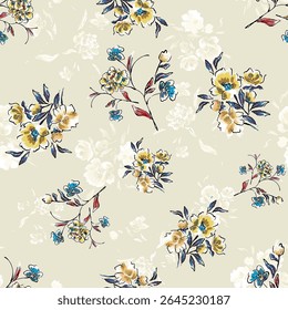 Abstract flower blooming design. Pattern with floral seamless. Grunge textured abstract art vector  with flower and plants in watercolor style.