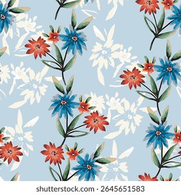 Abstract flower blooming design. Pattern with floral seamless. Grunge textured abstract art vector  with flower and plants in watercolor style.