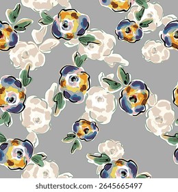 Abstract flower blooming design. Pattern with floral seamless. Grunge textured abstract art vector  with flower and plants in watercolor style.