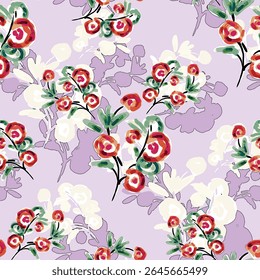 Abstract flower blooming design. Pattern with floral seamless. Grunge textured abstract art vector  with flower and plants in watercolor style.
