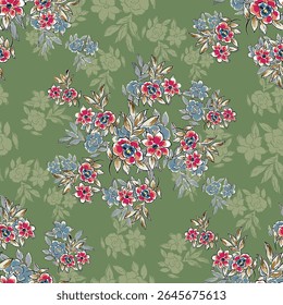 Abstract flower blooming design. Pattern with floral seamless. Grunge textured abstract art vector  with flower and plants in watercolor style.